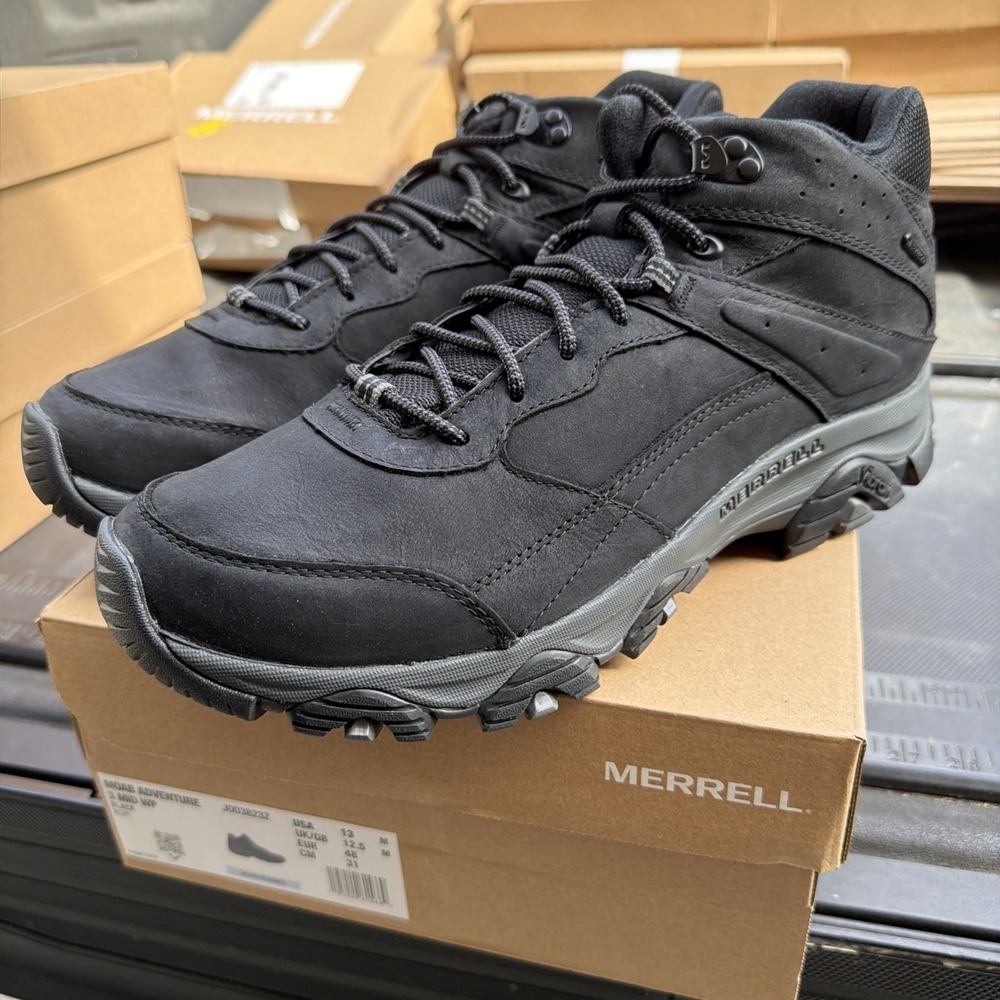 Merrell Men's Moab Adventure 3 Mid Wp Hiking Boot J003823Z Size 13 Black NEW